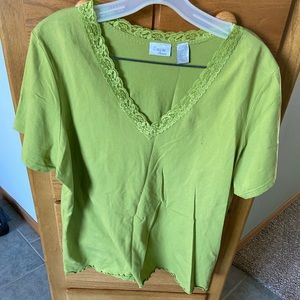 Green V-neck T -Shirt